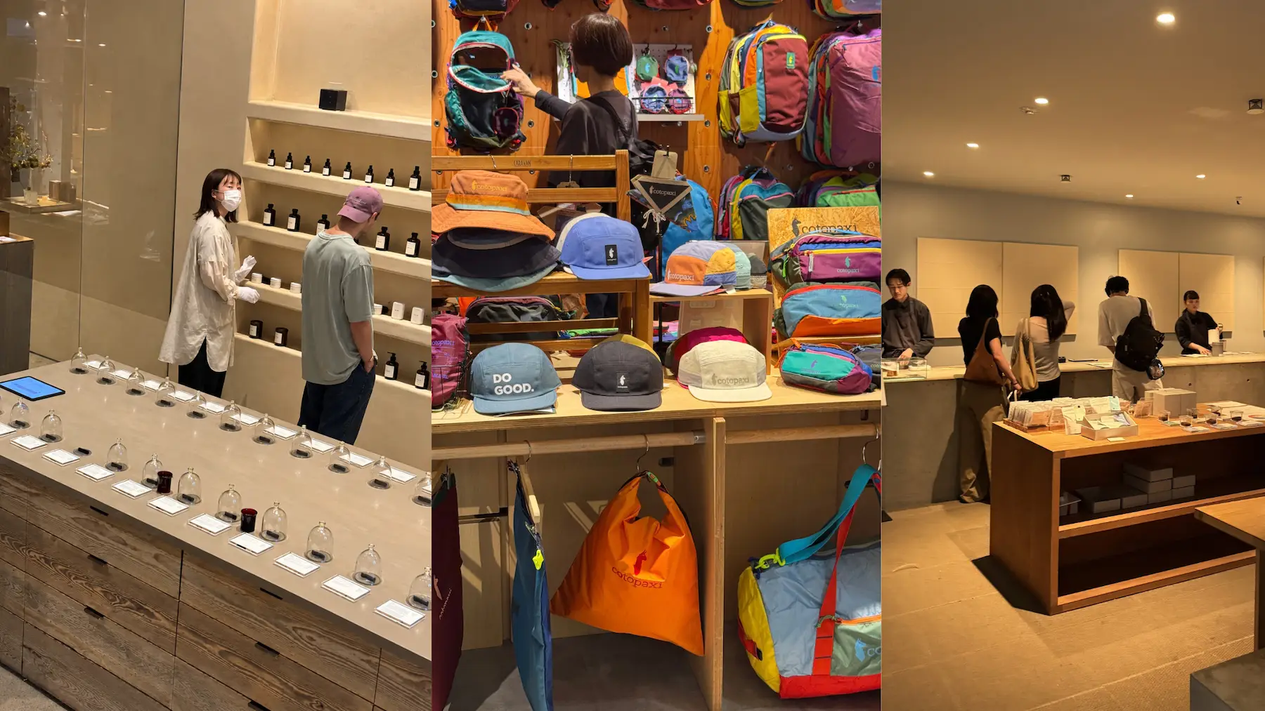 Boutiques du Reload Shimokitazawa : APFR Tokyo parfumerie niche, Cotopaxi marque outdoor et Ogawa Coffee Laboratory